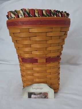 Longaberger 1998  Basket Vase Combo My Series with Fabric Ruffle